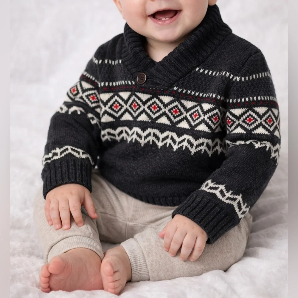 OshKosh B’gosh Baby Fair Isle Knit Sweater – Size 6 Months – EUC